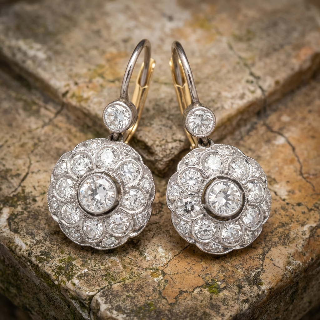 Vintage Rounded Mandala Crystal Earrings