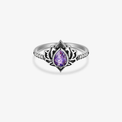 Alzheimer Dementia Awareness Purple Lotus Ring
