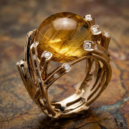 Golden Tree Branch Ring