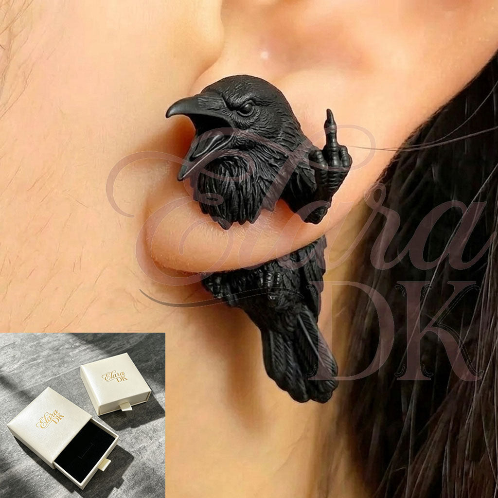 Crow Middle Finger Earring