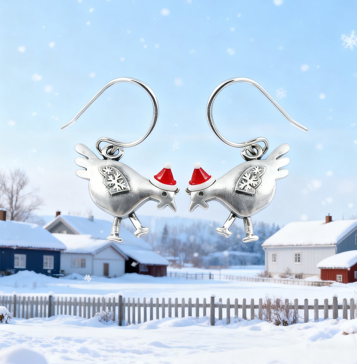 Christmas Santa Hat Chick Earrings