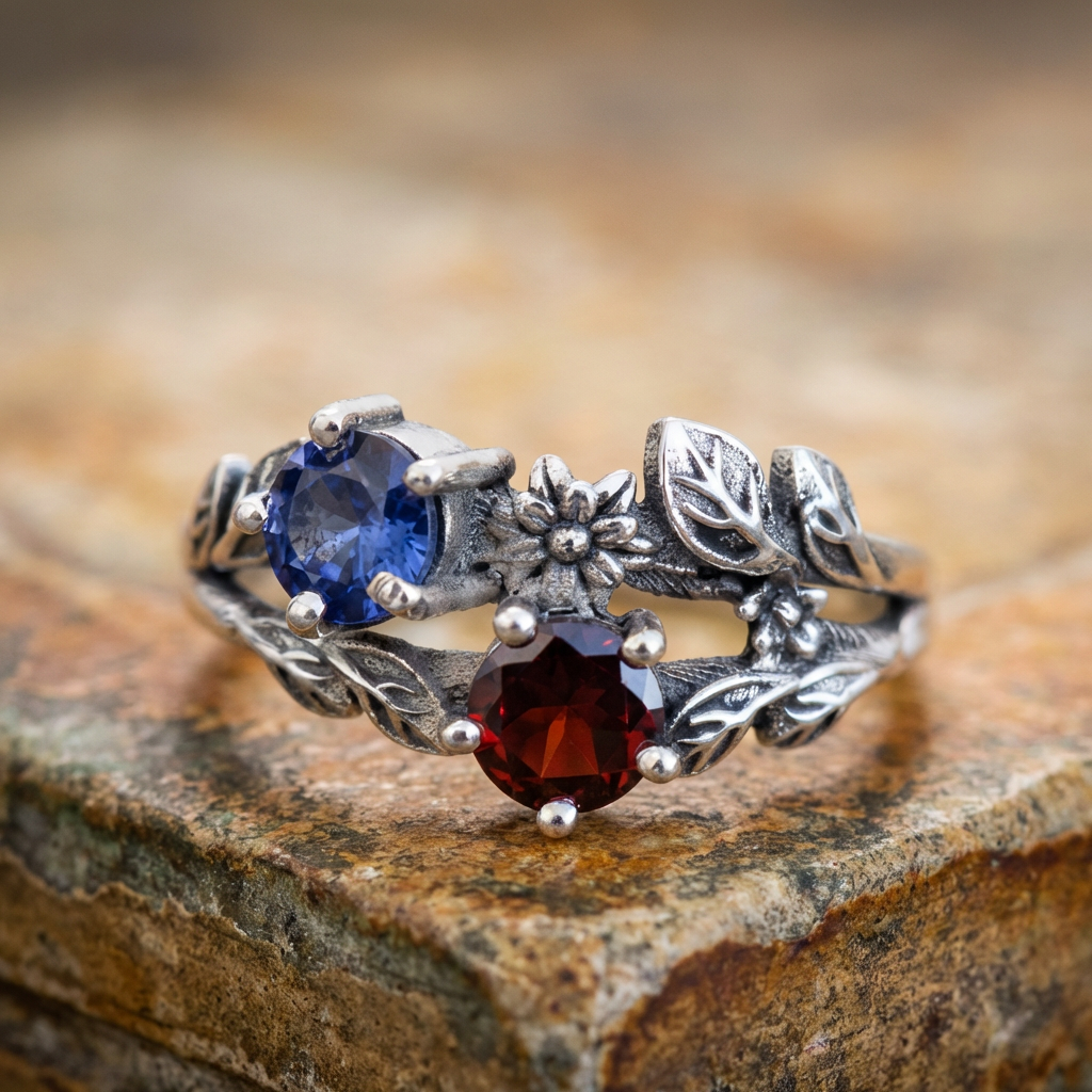Red And Blue Zircon Ring