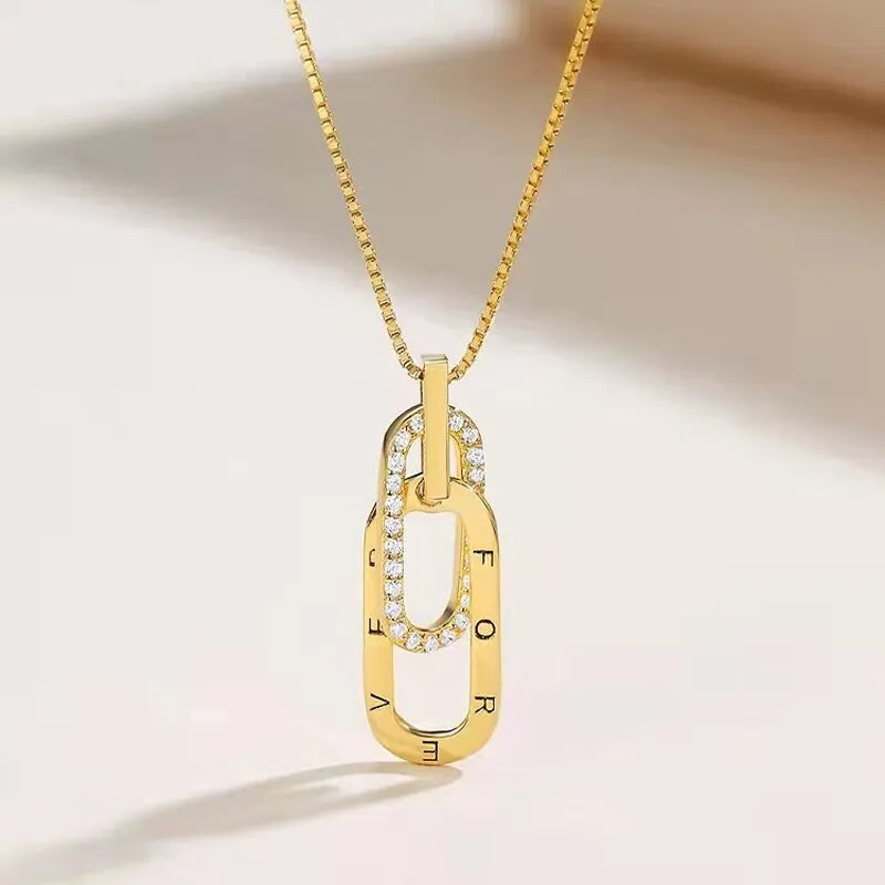 For Daughter-in-Law - S925 We Are Forever Linked Together Interlocking Circle Necklace