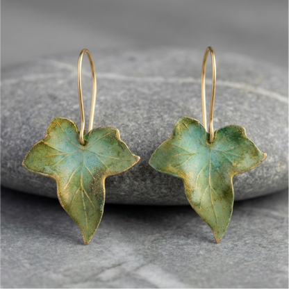 Vintage Green Leaf Earrings