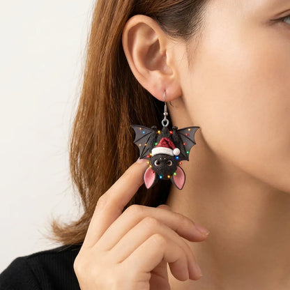 Christmas Bat Dangle Earrings