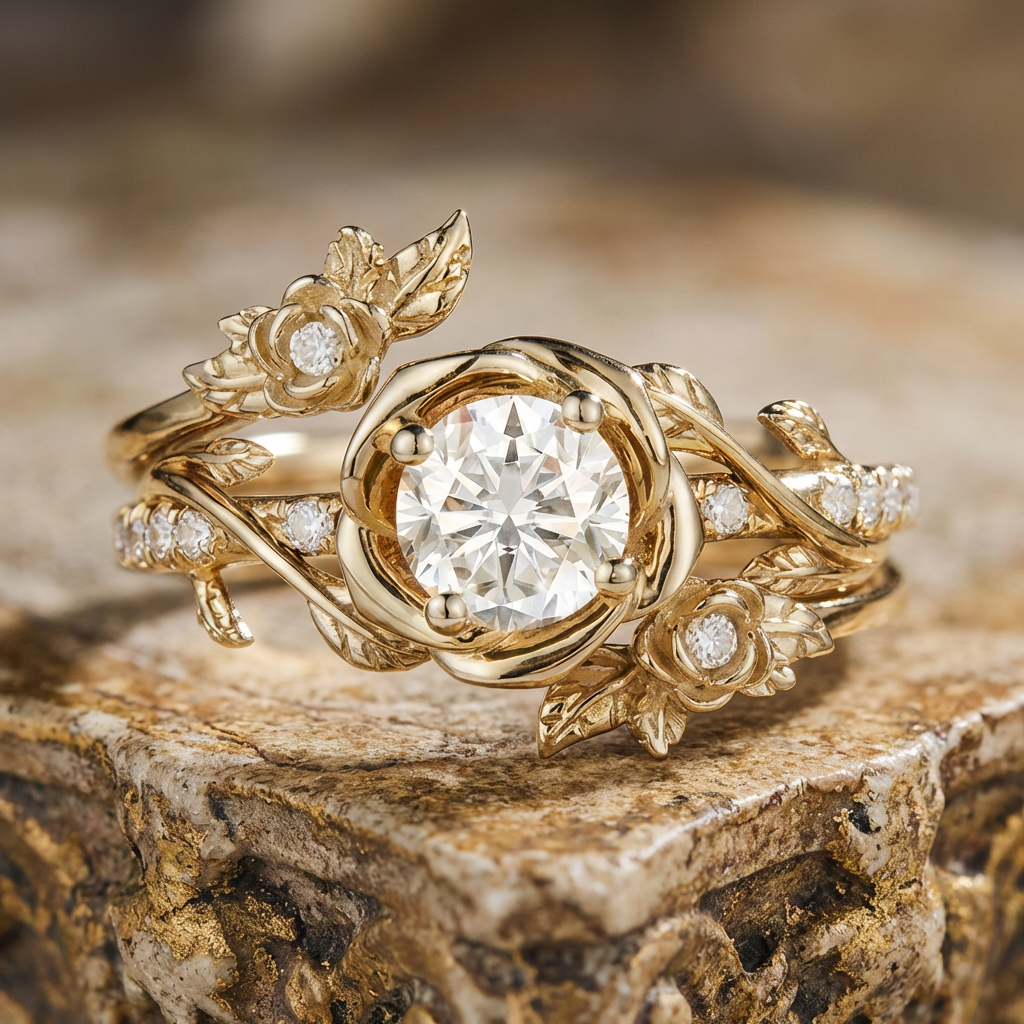 Golden Wrapped Flower Ring
