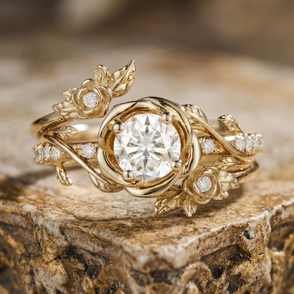 Golden Wrapped Flower Ring
