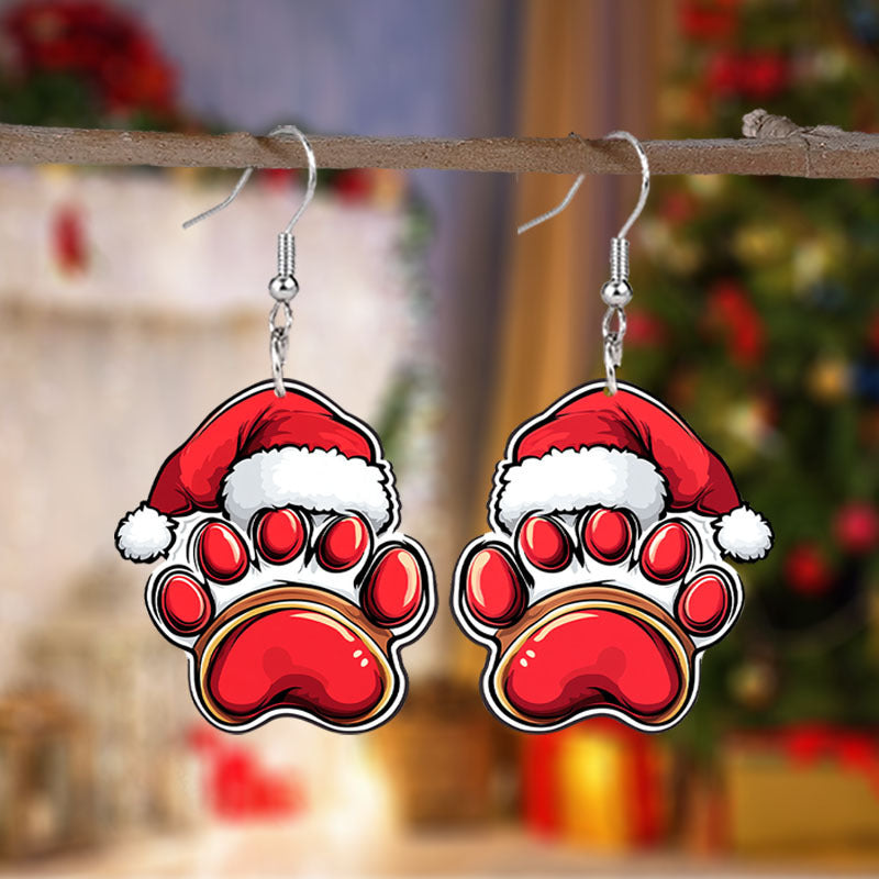 Christmas Dog Claw Acrylic Earrings