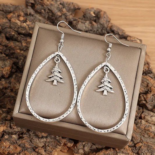 Vintage Christmas Tree Hollow Earrings