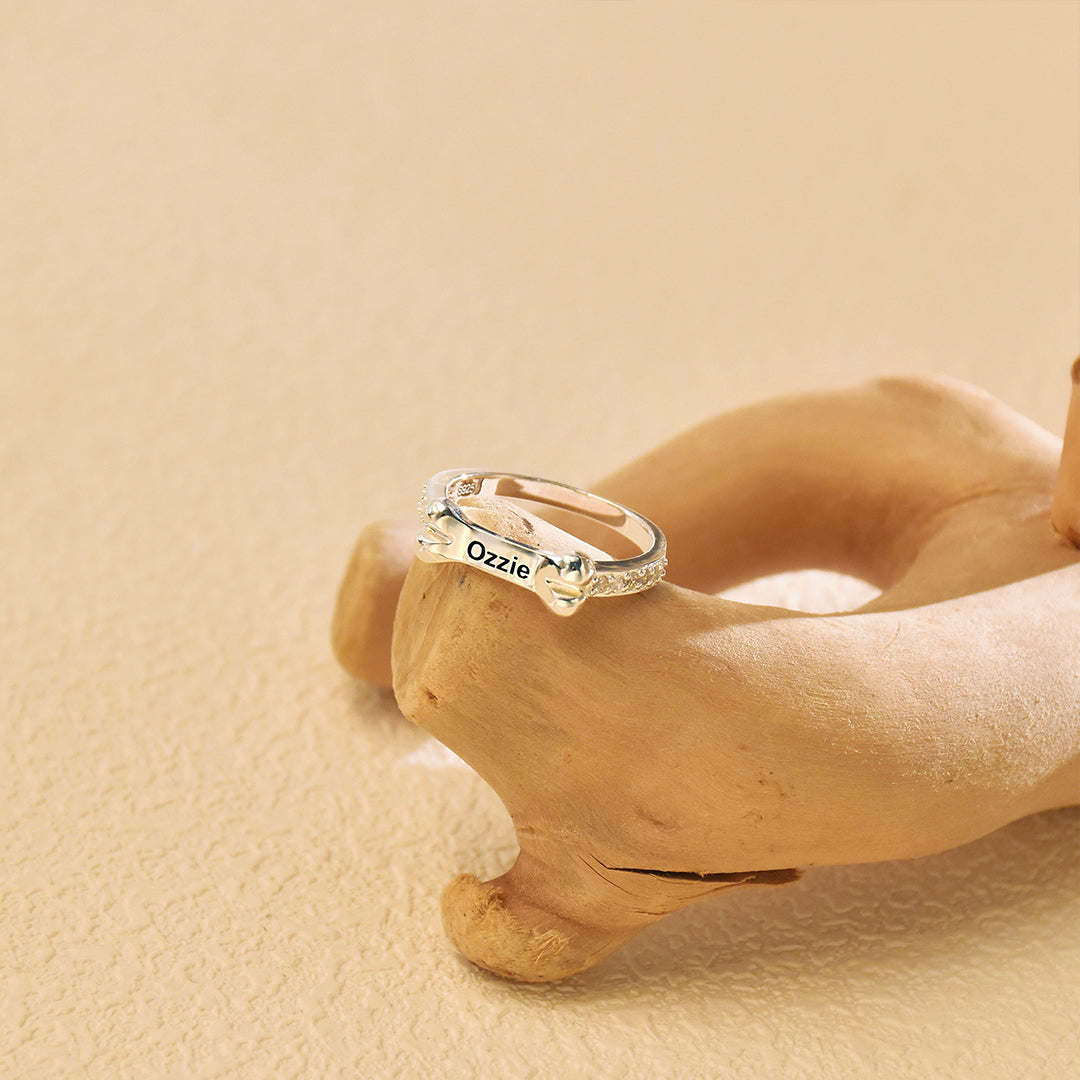 Personalized Dog Bone Shaped Ring