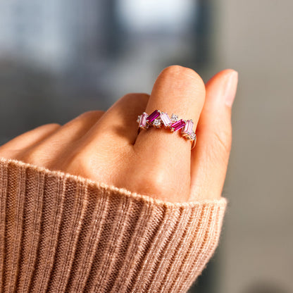Fuck Perfection Engraved Pink Cubic Zirconia Ring