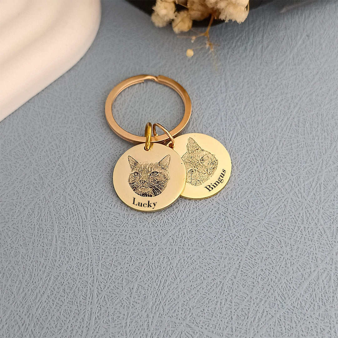 Custom Pet Face Portrait Keychain