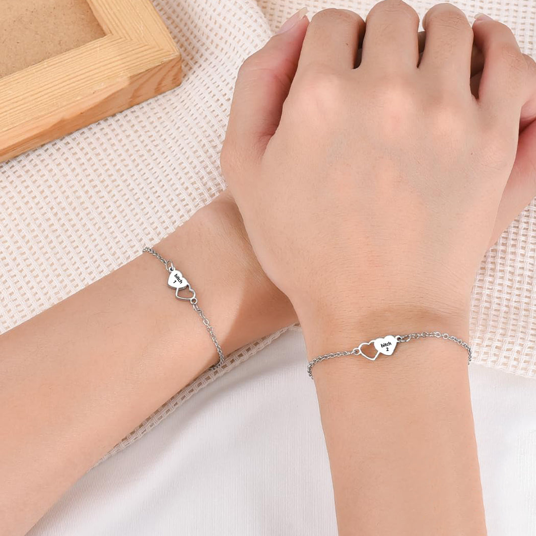For Friend - You're My Favorite Bitch Heart Set Bracelet