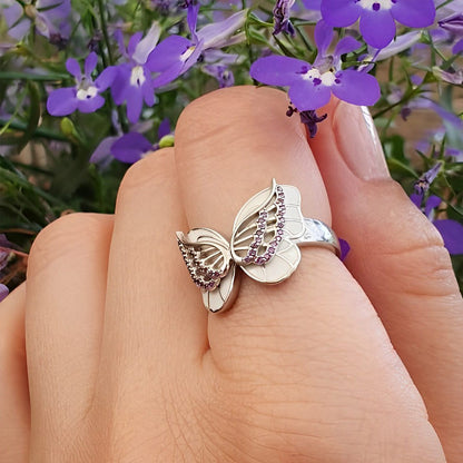 For Memorial - Diamond Double Butterfly Ring