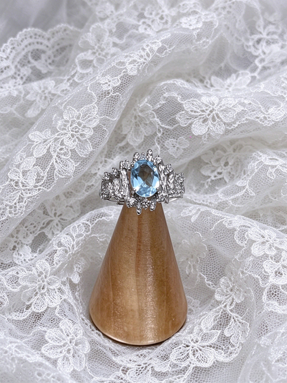 The Queen's Crown - Cervical Cancer Awareness Ring, Natural Topaz S925 Adjustable Open Ring
