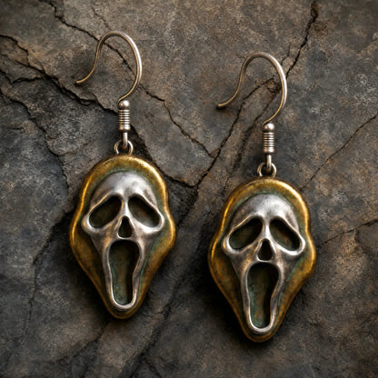 Vintage Screaming Ghost Mask Dangle Earrings