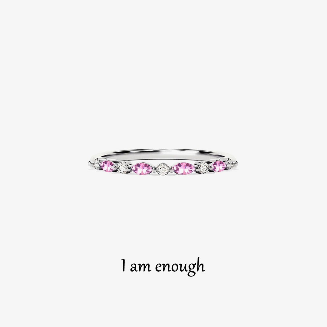 I Am Enough Pink Marquise Ring