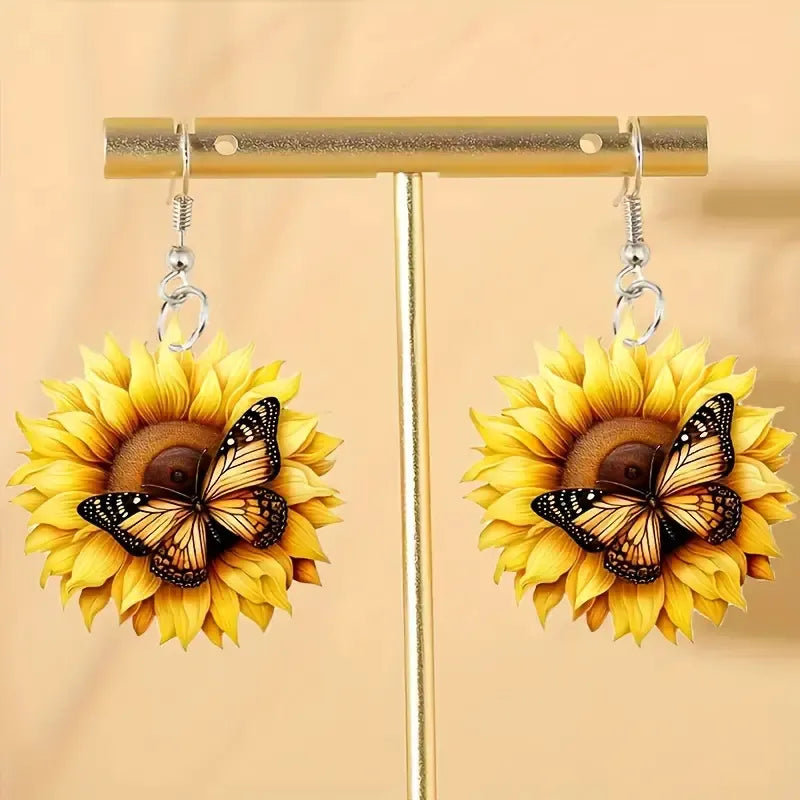 Christmas Sunflower Butterfly Earrings