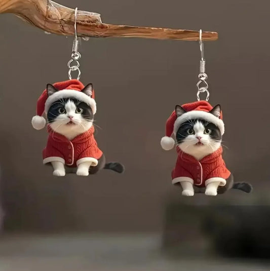 Christmas Cat Earrings