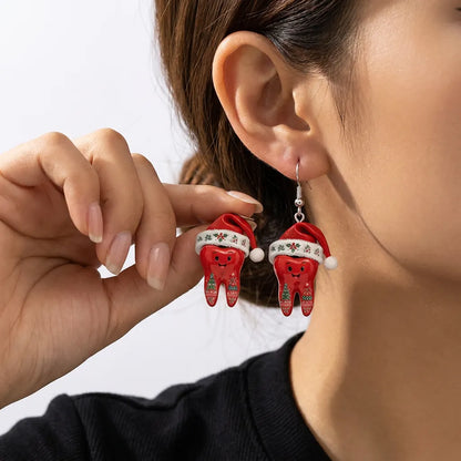 Christmas Santa Tooth Dangle Earrings