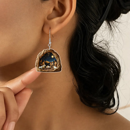 Cave Nativity Christmas Scene Earrings