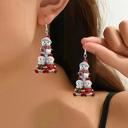 Christmas Snowman Pattern Acrylic Earrings