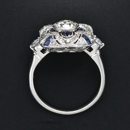 White Diamond Blue Drip Oil Ring