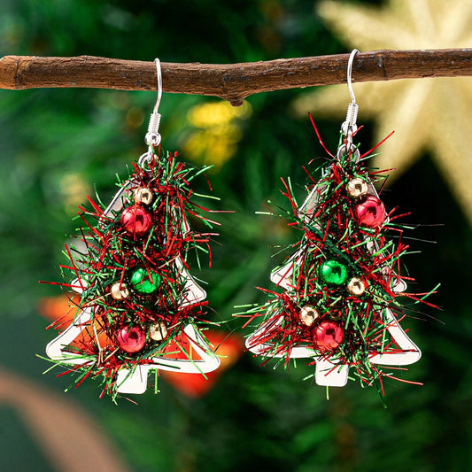 Christmas Tree Texture Colorful Earrings