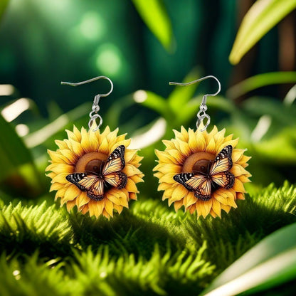 Christmas Sunflower Butterfly Earrings