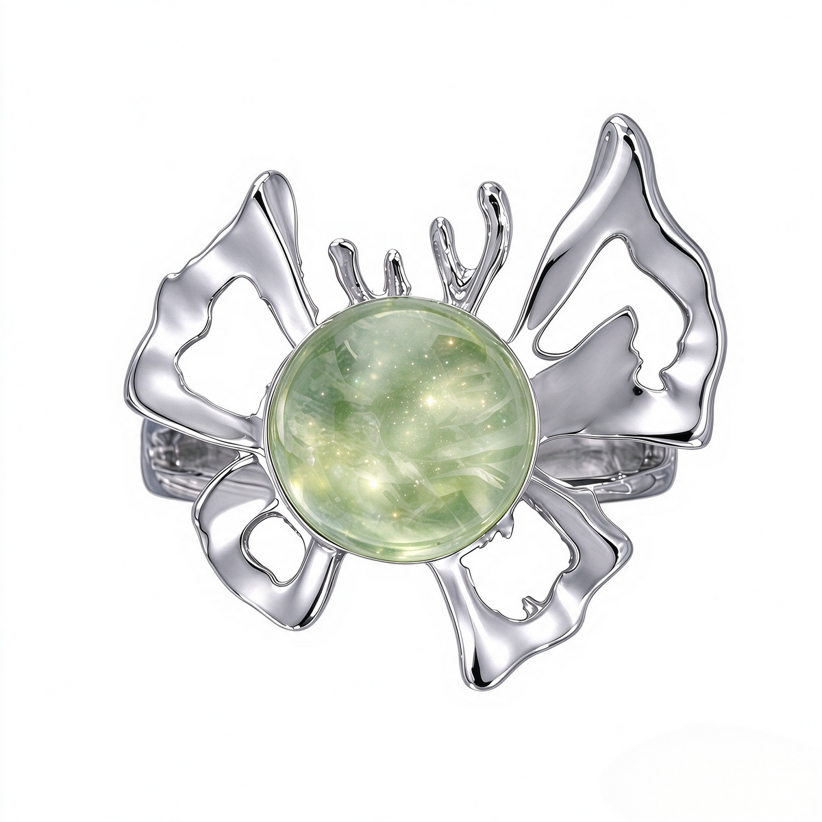 In Loving Memory - Sterling Silver Butterfly Crystal Orb Memorial Ring - 12 Birthstone Energy Keepsake