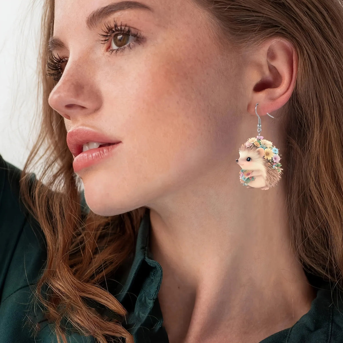 Cute Hedgehog and mMorning Glory AcrylicEarrings