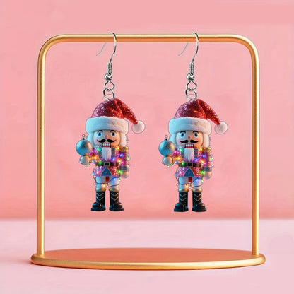 Christmas Nutcracker With Santa Hats Earrings
