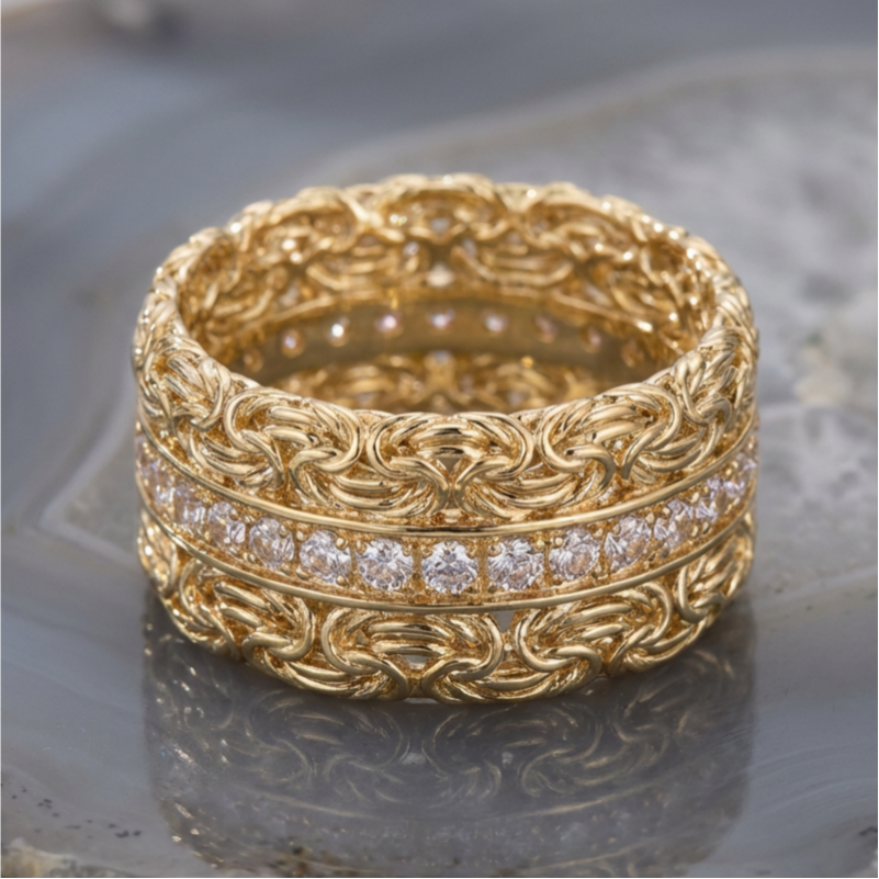 Gold Wide Inlaid Ring