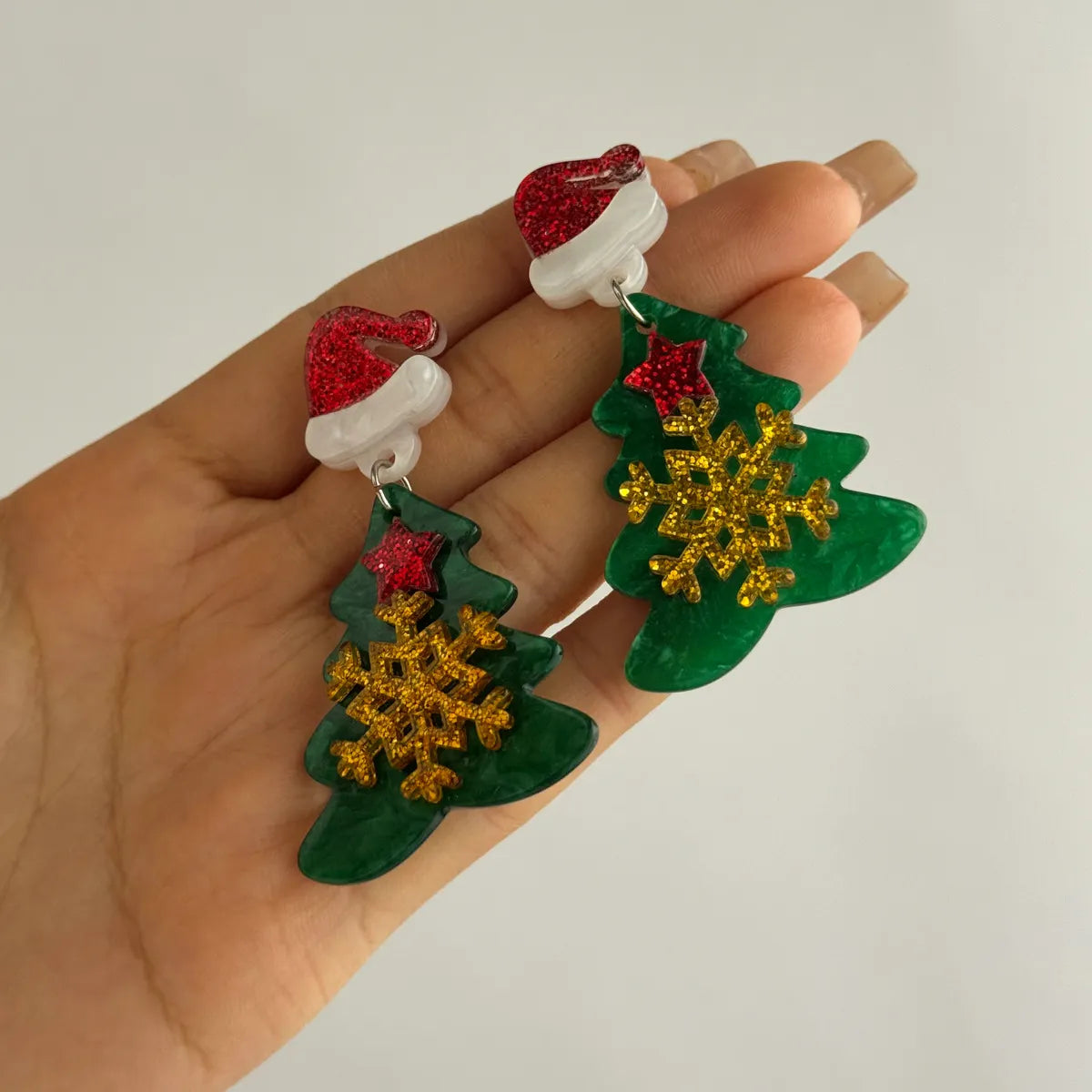 Christmas Snowflake Christmas Hat AcrylicEarrings