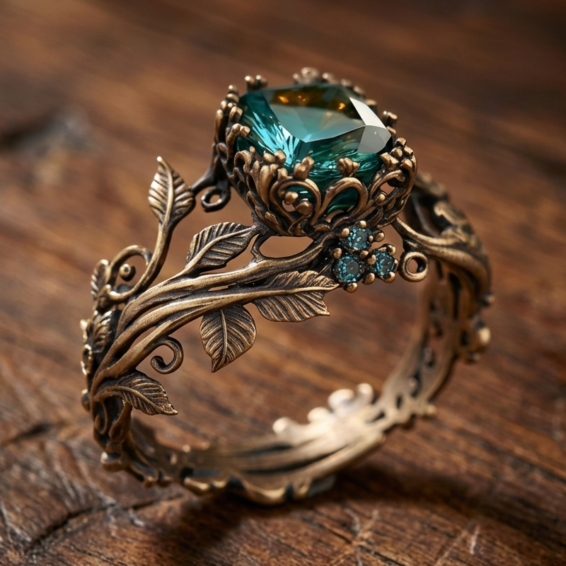 Gold And Blue Nature-Inspired Gemstone Ring