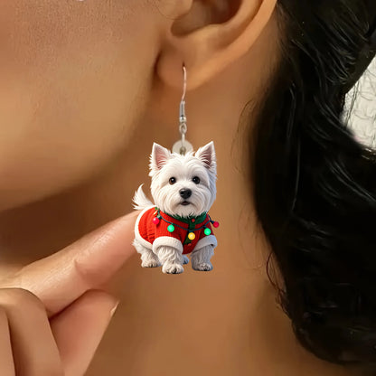 Christmas Sweater Teddy Dog Earrings