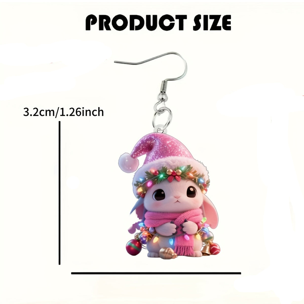 Christmas Pink Rabbit Earrings
