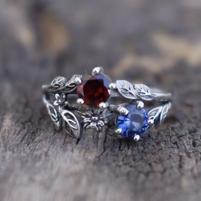 Red And Blue Zircon Ring