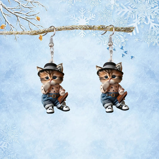 Cartoon Cat Decorative Pendant Earrings