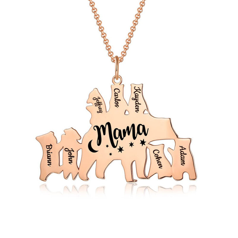 Custom 1-8 names Personalized Mama Bear Necklace for Mom