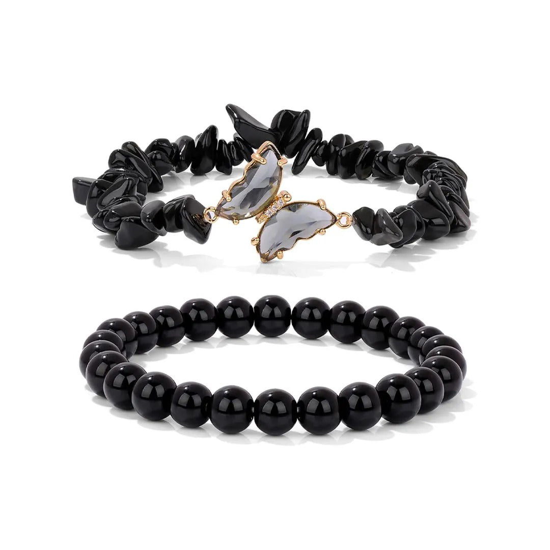 For Memorial-Butterflies are sent from  heaven above Double-layer crystal butterfly bracelet