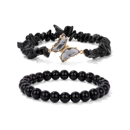 For Memorial-Butterflies are sent from  heaven above Double-layer crystal butterfly bracelet