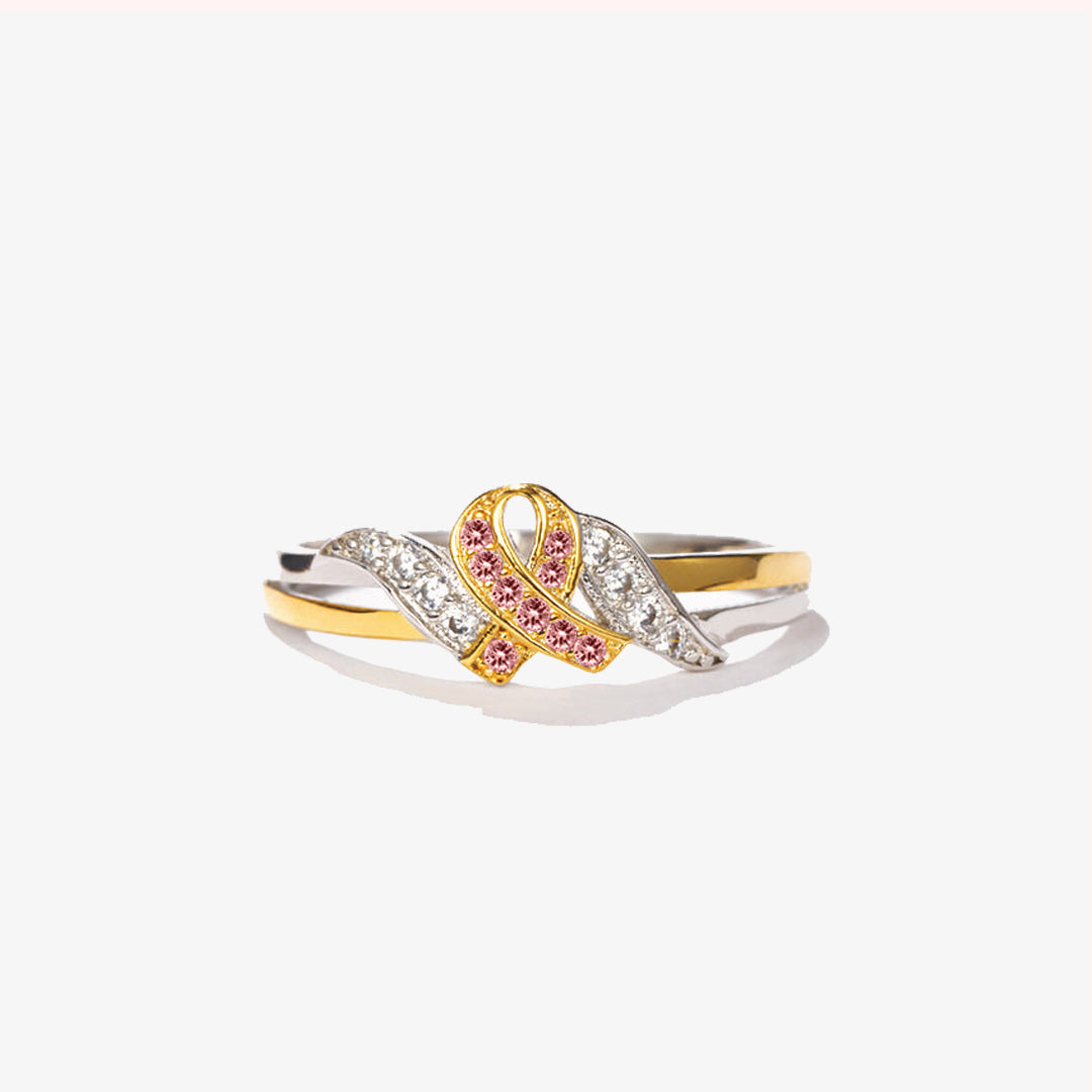 Pink ribbon ring to raise awareness of breast cancer