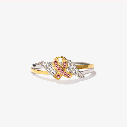 Pink ribbon ring to raise awareness of breast cancer