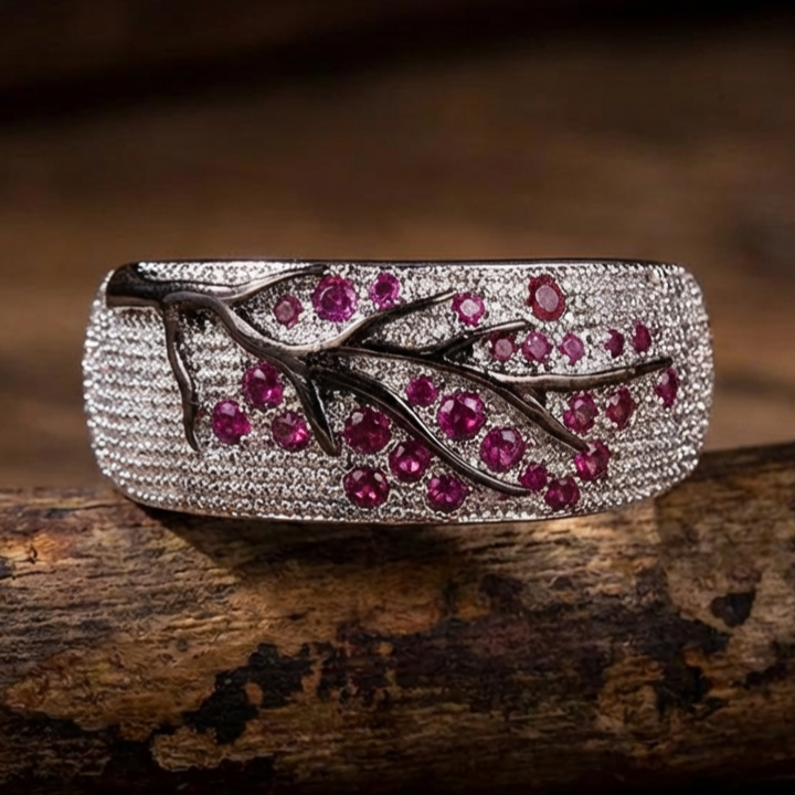 Vintage Inlaid Purple Zirconia Silver Ring