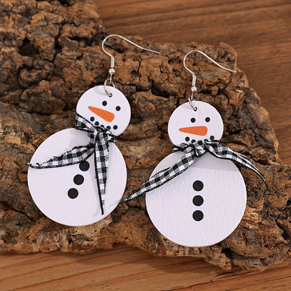 Vintage Style Christmas Snowman Dangle Earrings