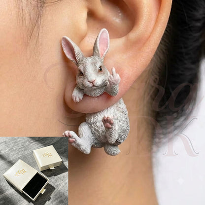 Rabbit Middle Finger Earring