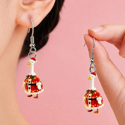 Christmas Santa Goose Dangle Earrings