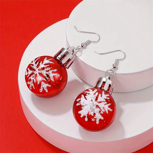 Christmas Snowflake Ball Earrings