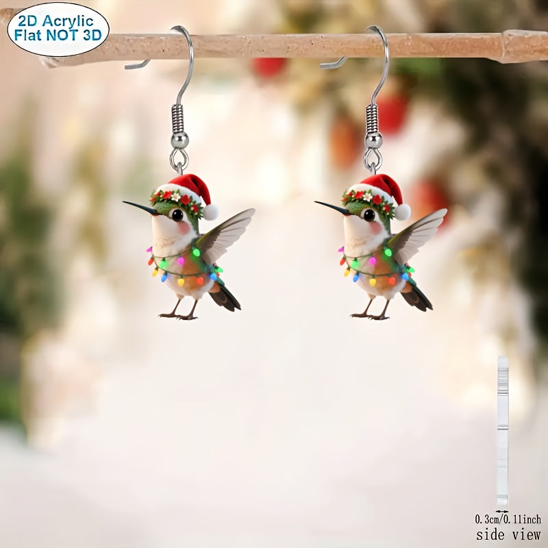 Christmas Wearing Christmas Clothes Hummingbird Earrings